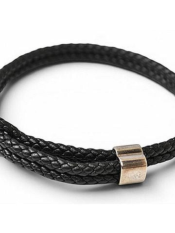 Bottega Veneta Bottega Veneta bracelet, Intrecciato weave, black/sterling silver 925 (view 2)