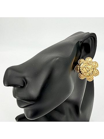 Chanel Chanel Earrings for Women, Flower Motif, Vintage, Coco Mark, CHANEL GP 2 8 Gold, Approx. 24.1g, 1993 (view 2)