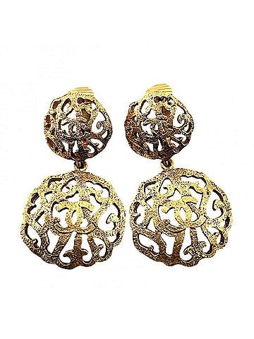 Chanel Chanel Earrings for Women, Coco Mark Swing, Vintage, Accessory, CHANEL GP 2718 Gold, Approx. 36.7g (view 1)