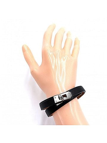 Hermès Hermes Double Tour Kelly Bracelet for Women, Leather, K Stamp, Black/Brown, Silver Hardware, 2025 Model (view 2)
