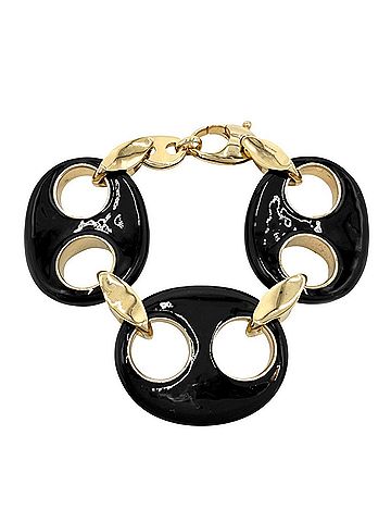 Gucci Gucci Marina Chain Bracelet for Men and Women, Size L, GUCCI 838126, Black Gold, Approx. 129.1g (view 2)