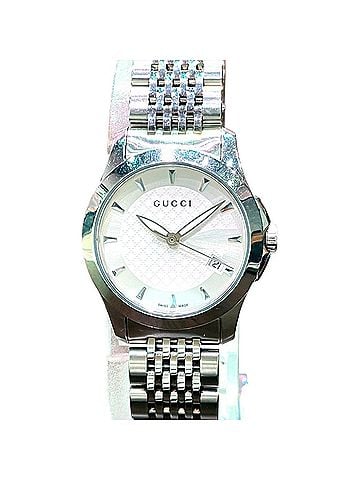 Gucci Gucci G-Timeless watch, total weight 57.2g, stainless steel, quartz movement, white dial, 126.5cm. (view 1)