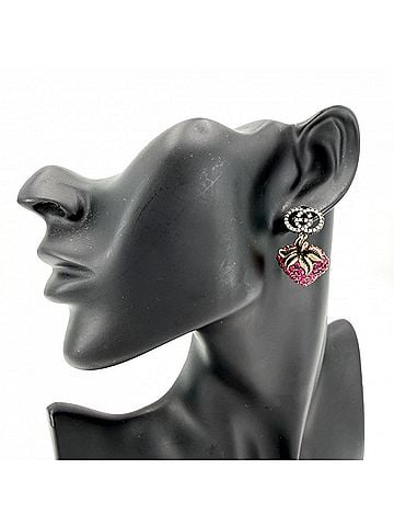Gucci Gucci Earrings for Women, Strawberry Motif, Interlocking G Design, Strawberry, Rhinestone, Pink Gold, Approx. 13.3g (view 2)