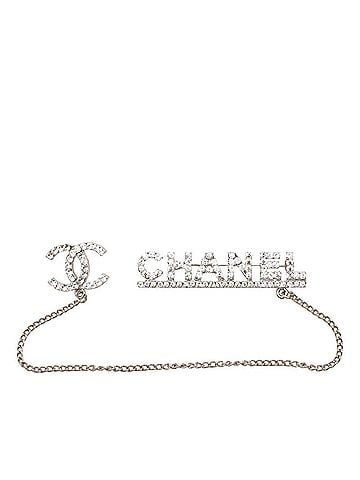 Chanel Chanel Coco Mark Logo Brooch 02P Silver Metal Rhinestone Women's CHANEL (view 1)