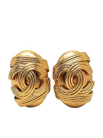 Chanel Chanel Coco Mark Vintage Earrings 94A Gold Plated GP Women's CHANEL (view 1)