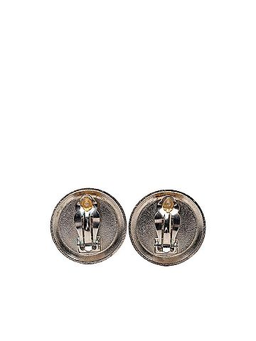 Chanel Chanel Coco Mark Vintage Round Earrings 97A Silver Gold Black Plated Metal Women's CHANEL (view 2)