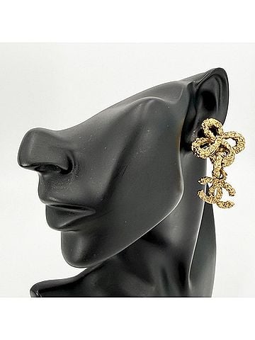 Chanel Chanel Earrings for Women, Magma/Lava Design, Coco Mark, CHANEL GP 93A Gold, Approx. 37.9g, 1993 (view 2)