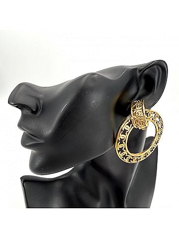 Chanel Chanel Earrings for Women, Coco Mark, Vintage, Round, CHANEL GP 2 5 Gold, Approx. 31.1g, 1990 (view 2)