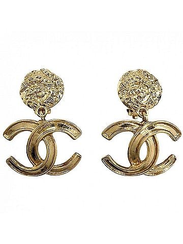 Chanel Chanel Earrings for Women, Coco Mark, Swing Style, Vintage, CHANEL GP 95A Gold, Approx. 13.4g, 1995 (view 1)