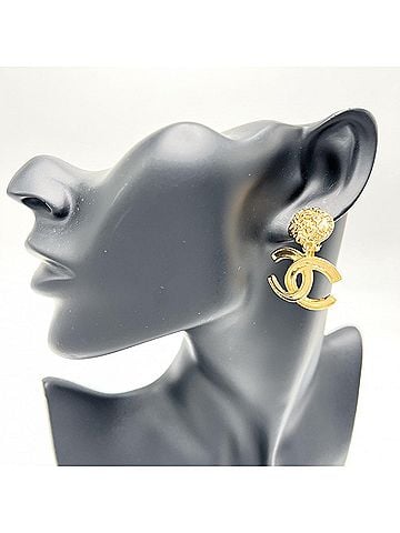 Chanel Chanel Earrings for Women, Coco Mark, Swing Style, Vintage, CHANEL GP 95A Gold, Approx. 13.4g, 1995 (view 2)
