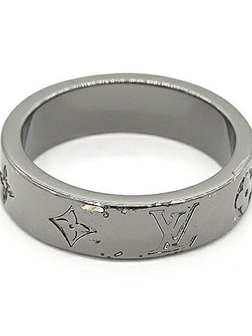 Louis Vuitton Louis Vuitton Ring LV Mosaic Thin M1181L Metal L Size Monogram Men's LOUIS VUITTON (view 2)