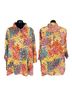 John Mark Print Red Yellow Teal 3/4 Sleeve Button-Down Shirt Size XL - photo 1