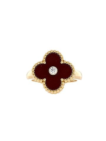 Van Cleef & Arpels Vintage Alhambra Ring 18K Yellow Gold with Carnelian and Diamond (view 1)