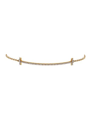 Tiffany & Co. T Smile Chain Bracelet 18K Yellow Gold with Diamonds Medium (view 1)