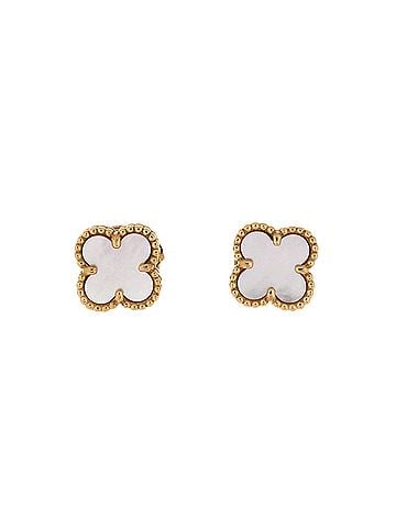 Van Cleef & Arpels Sweet Alhambra Stud Earrings 18K Yellow Gold and Mother of Pearl (view 1)