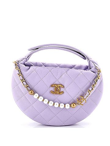 Chanel Double Chain Bow Hobo Pouch Quilted Caviar Mini (view 1)