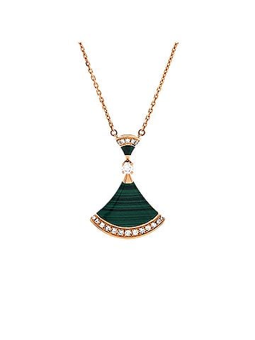 Bvlgari Divas' Dream Pendant Necklace 18K Rose Gold with Malachite and Diamonds Large (view 1)