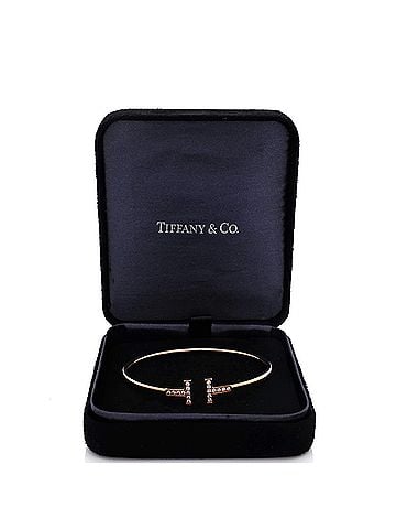 Tiffany & Co. T Wire Bracelet 18K Rose Gold with Diamonds (view 2)