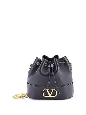 Valentino Garavani VLogo Drawstring Bucket Pouch Leather (view 1)