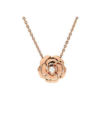 Chanel Extrait de Camellia Pendant Necklace 18K Rose Gold with Diamond (view 1)