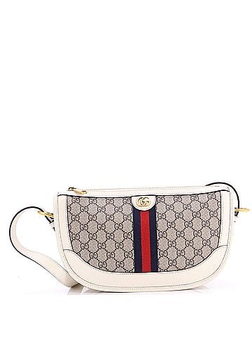 Gucci Ophidia Curved Zip Shoulder Bag GG Coated Canvas with Leather Large (view 1)