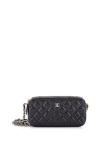Chanel Double Zip Clutch with Chain Quilted Caviar (view 1)