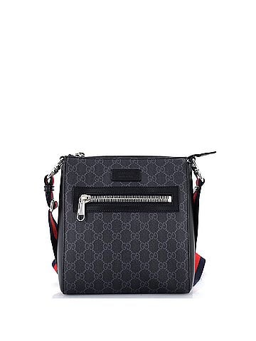 Gucci Web Strap Front Zip Messenger Bag GG Coated Canvas Small (view 1)