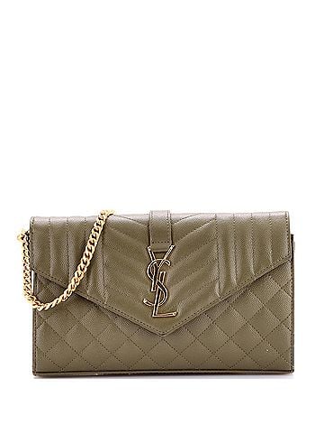 Saint Laurent Classic Monogram Chain Wallet Mixed Matelasse Leather Medium (view 1)