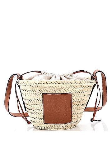 Loewe Drawstring Bucket Crossbody Bag Raffia and Leather (view 1)