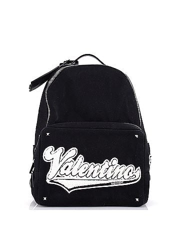 Valentino Garavani Logo Backpack Canvas with Applique Medium (view 1)