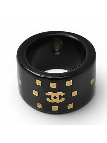 Chanel Chanel ring/finger ring, CHANEL Coco Mark, black/gold. (view 1)