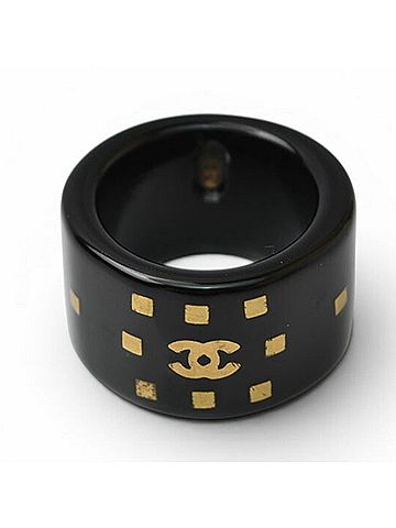 Chanel Chanel ring/finger ring, CHANEL Coco Mark, black/gold. (view 2)