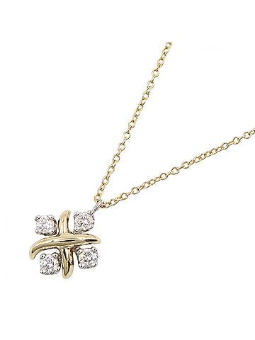 Tiffany & Co. Tiffany &amp; Co. Jean Schlumberger 4PD Necklace, 18K (Yellow Gold), Pt950 Platinum, Diamond, Women's, Gold Tone, Silver Clear Tone (view 1)