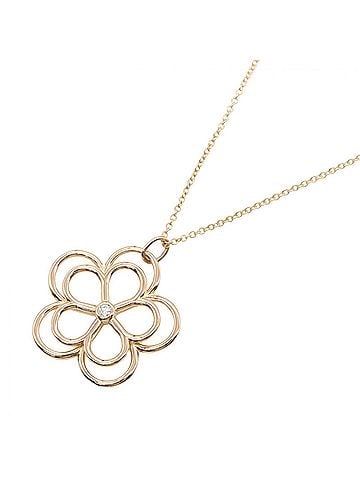 Tiffany & Co. Tiffany &amp; Co. Open Flower 1PD Necklace, 18K Pink Gold (PG) Diamond Women's, Tone, Clear Tone (view 1)