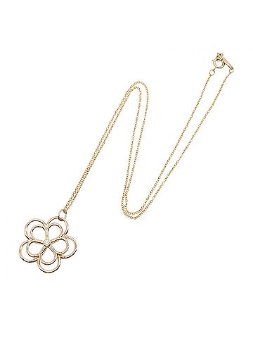 Tiffany & Co. Tiffany &amp; Co. Open Flower 1PD Necklace, 18K Pink Gold (PG) Diamond Women's, Tone, Clear Tone (view 2)