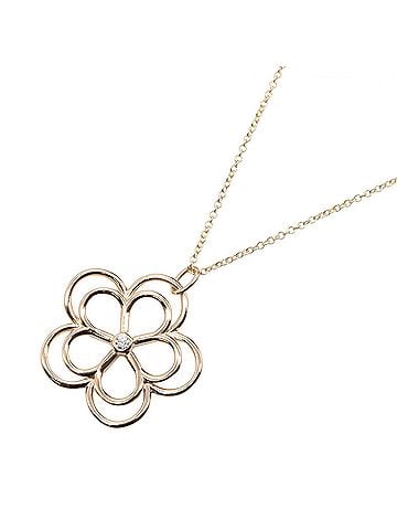 Tiffany & Co. Tiffany &amp; Co. Open Flower 1PD Necklace, 18KPG (Pink Gold) Diamond Women's, Gold Tone, Clear Tone (view 1)