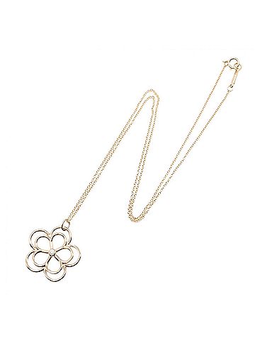 Tiffany & Co. Tiffany &amp; Co. Open Flower 1PD Necklace, 18KPG (Pink Gold) Diamond Women's, Gold Tone, Clear Tone (view 2)