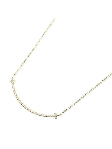 Tiffany & Co. Tiffany &amp; Co. T Smile Small Necklace, Diamond 18K (Yellow Gold), Women's, Gold Tone, Clear Tone (view 1)