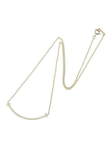Tiffany & Co. Tiffany &amp; Co. T Smile Small Necklace, Diamond 18K (Yellow Gold), Women's, Gold Tone, Clear Tone (view 2)