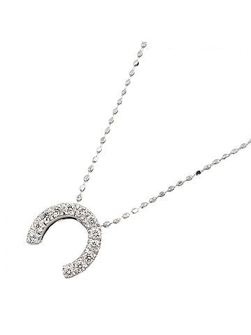 Céline Celine CELINE Diamond Necklace, 18KWG (White Gold) Women's, Silver Tone, Clear Tone (view 1)