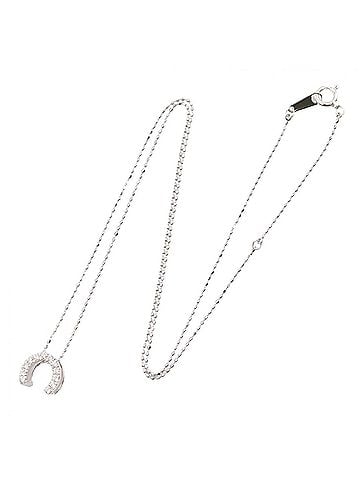 Céline Celine CELINE Diamond Necklace, 18KWG (White Gold) Women's, Silver Tone, Clear Tone (view 2)