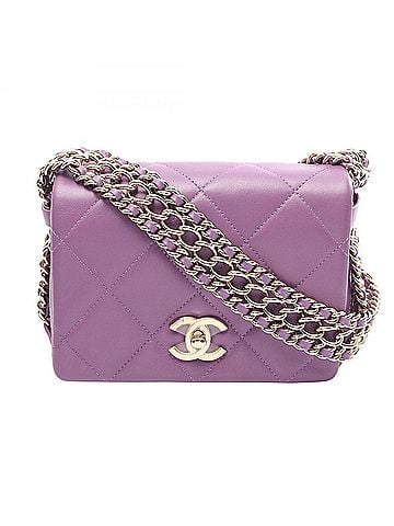 Chanel Chanel Matelassé Small Flap Shoulder Bag/Handbag, Lambskin Leather, Women's, Purple (view 1)