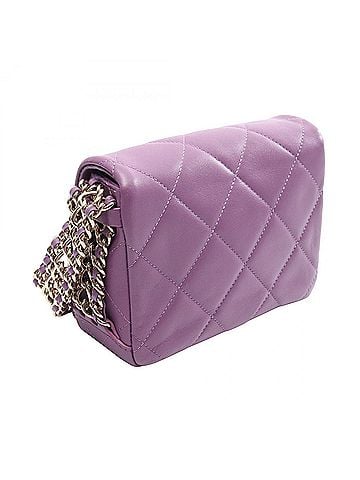 Chanel Chanel Matelassé Small Flap Shoulder Bag/Handbag, Lambskin Leather, Women's, Purple (view 2)
