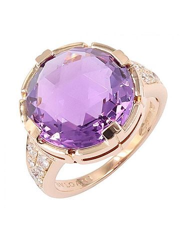 Bvlgari BVLGARI Parentesi Cocktail Amethyst Diamond Ring - 18KPG (Pink Gold) &amp; Women's Gold Tone, Purple Clear Tone (view 1)
