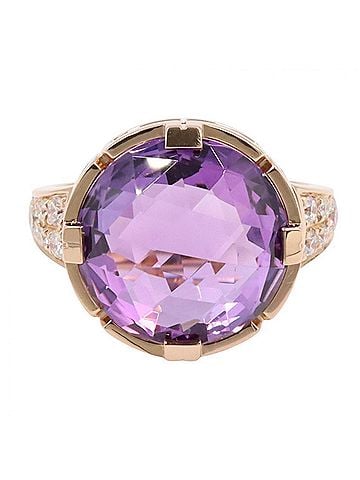 Bvlgari BVLGARI Parentesi Cocktail Amethyst Diamond Ring - 18KPG (Pink Gold) &amp; Women's Gold Tone, Purple Clear Tone (view 2)