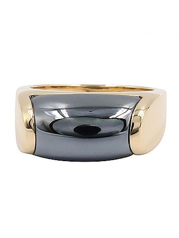Bvlgari BVLGARI Tronchetto Hematite Ring - 18K (Yellow Gold) Women's Gold/Navy Tone (view 2)