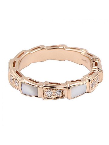 Bvlgari BVLGARI Serpenti Mother-of-Pearl Diamond Ring - 18K Pink Gold (PG) Diamond, Women's Tone, White Clear Tone (view 2)