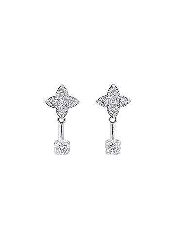 Louis Vuitton Louis Vuitton Earrings LV Diamond Double Round Center Stone 2P Total Approx. 0.60ct 74P 0.22ct 18KWG Q06400 LOUIS VUITTON White Gold (view 1)