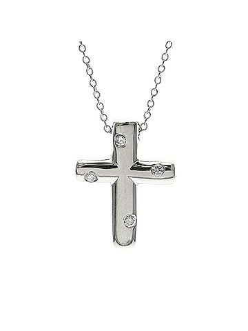 Tiffany & Co. Tiffany Dots Cross Necklace Platinum Diamond Men,Women Fashion Necklace (Silver) (view 1)