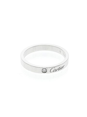 Cartier Cartier C De Cartier Ring With 1 Diamond Platinum Fashion Diamond Band Ring Silver (view 1)